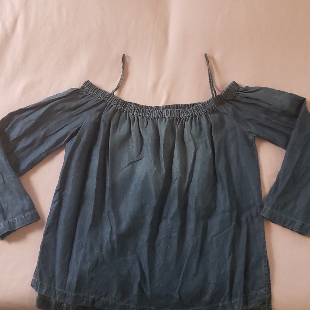 Denim Open Shoulder Top